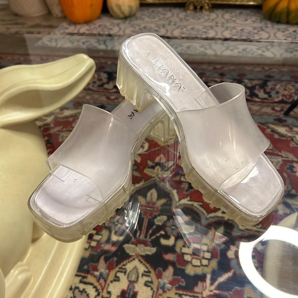 Clear block heel shoes